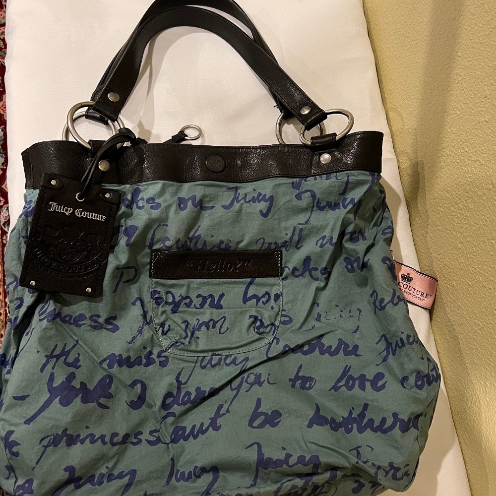 Juicy Couture Genuine Black Leather Hobo Shoulder Handbag - Picture 7 of 16